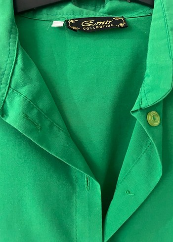 Düğmeli Yeşil Uzun Kollu Kadın Gömlek - Görsel 3