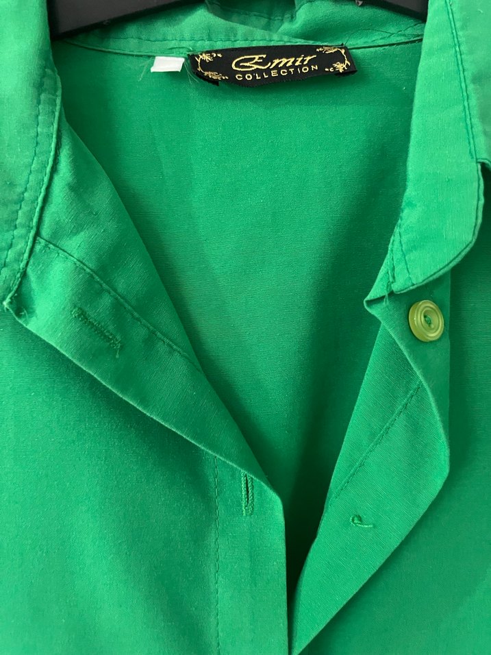 Düğmeli Yeşil Uzun Kollu Kadın Gömlek - Görsel 3