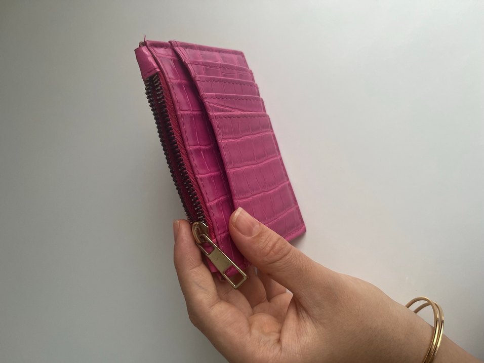 Pembe Deri Yılan Desenli Kadın Cüzdan Kartlık - Görsel 3