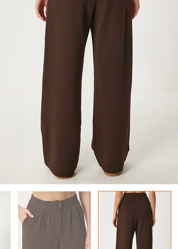 Kahverengi Kadın Örme Pantolon - Görsel 3