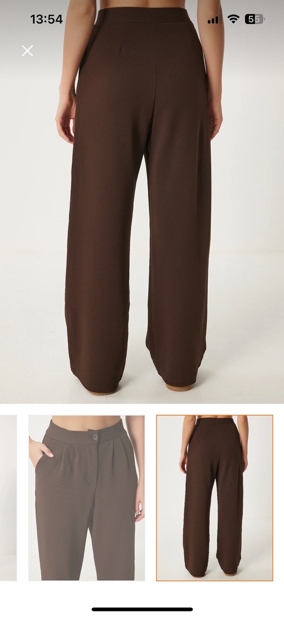 Kahverengi Kadın Örme Pantolon - Görsel 3