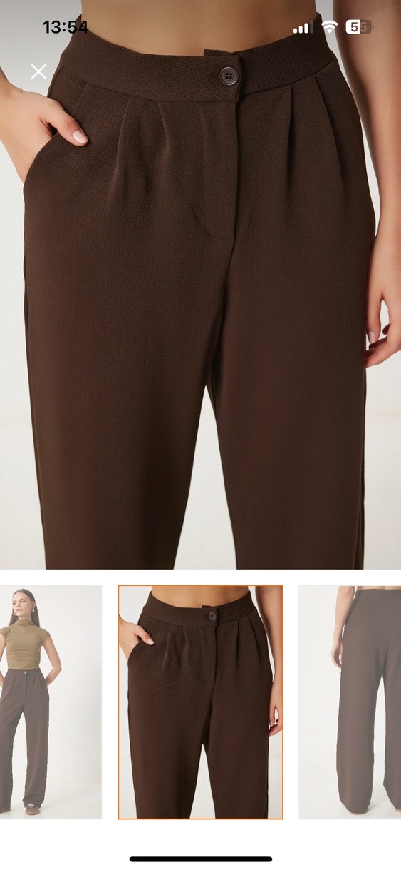 Kahverengi Kadın Örme Pantolon - Görsel 2