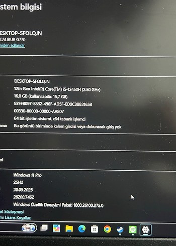 Siyah Casper Excalibur G770 Oyun Laptopu Bilgisayar - Görsel 9