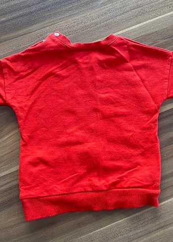 9 Ay Beden kırmızı Renk Koyu Kırmızı Sweatshirt ve Siyah Fitilli Pantolon Bebek Takımı