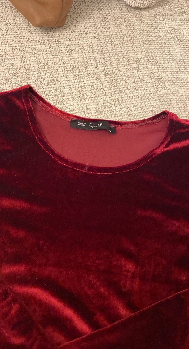 Bordo Uzun Kollu Gotik Kadın Abiye Elbise - Görsel 2