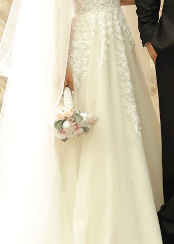 Modern Klasik Straplez A Kesim Beyaz Gelinlik - Görsel 3