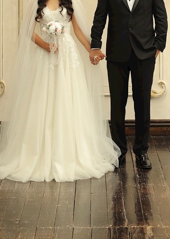 Modern Klasik Straplez A Kesim Beyaz Gelinlik - Görsel 4