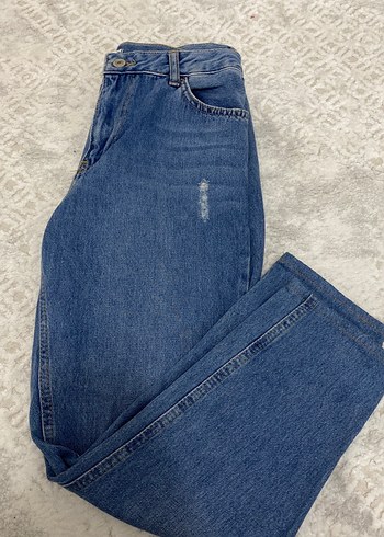 Kadın Mavi Denim Salaş Jean - Görsel 2