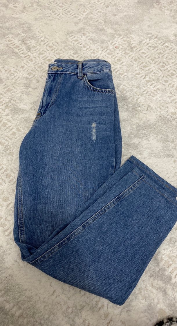 Kadın Mavi Denim Salaş Jean - Görsel 2