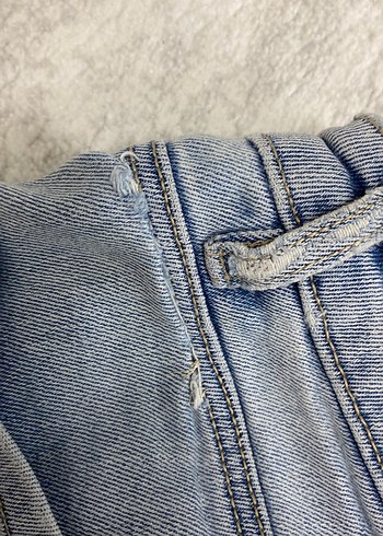 Kadın Mavi Bol Kesim Midi Denim Pantolon - Görsel 4