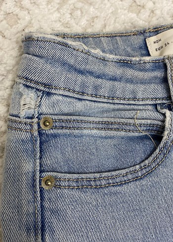 Kadın Mavi Bol Kesim Midi Denim Pantolon - Görsel 5