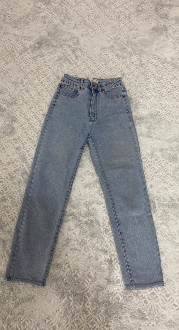 Kadın Mavi Bol Kesim Midi Denim Pantolon - Görsel 2