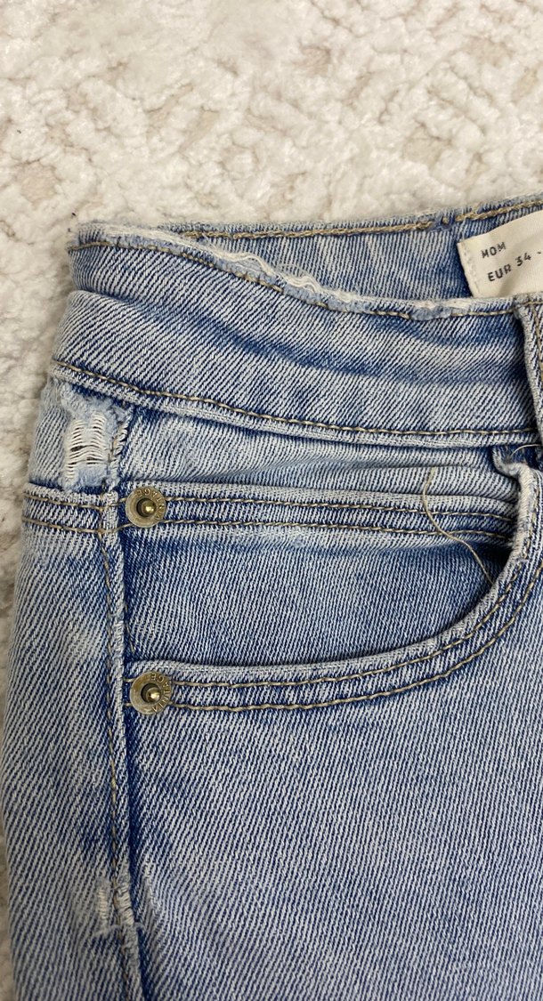 Kadın Mavi Bol Kesim Midi Denim Pantolon - Görsel 5