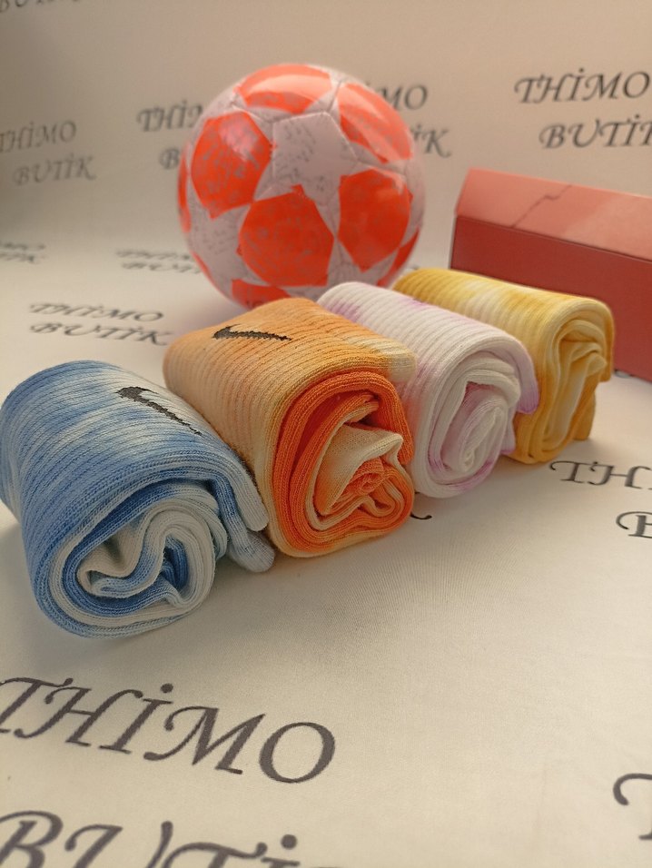 Renkli Batik Desenli Elastik Örgü Çorap - Görsel 2