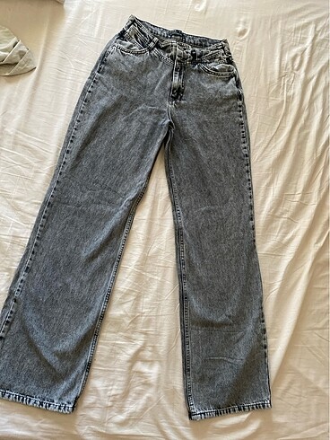 trendyol gri wide leg jean kot pantolon