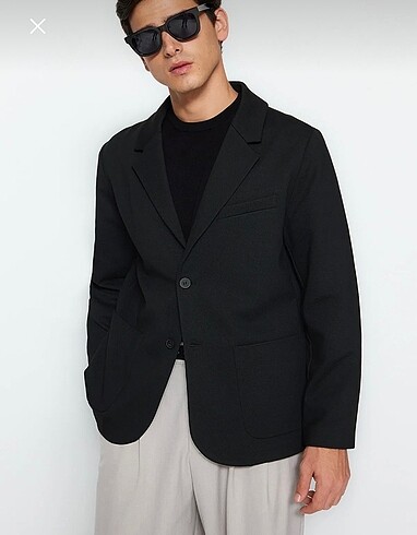 s Beden Trendyol Man Siyah Erkek Slim Fit Çift Cepli Blazer
