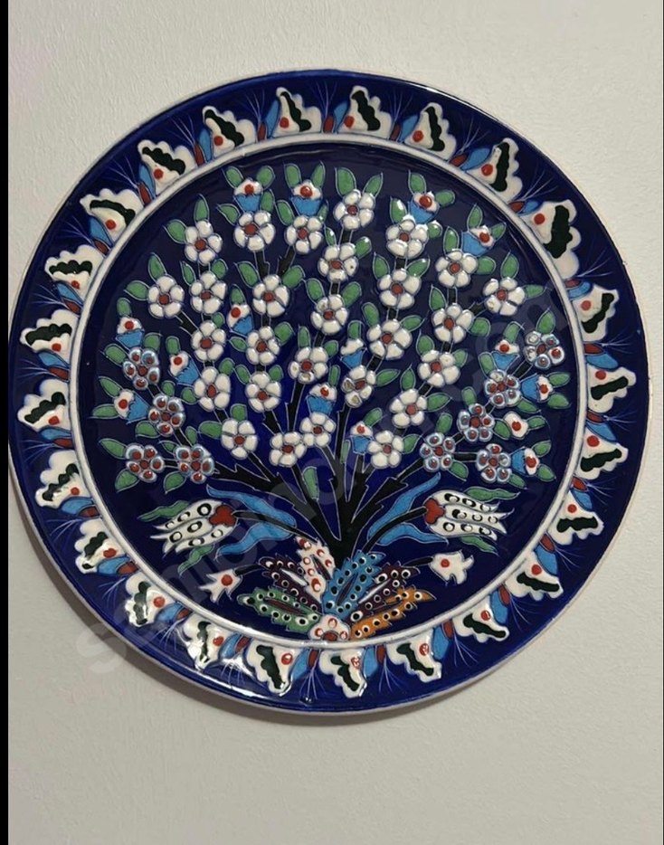 Çiçek Desenli Renkli Dekoratif seramikduvar Tabak - Görsel 2