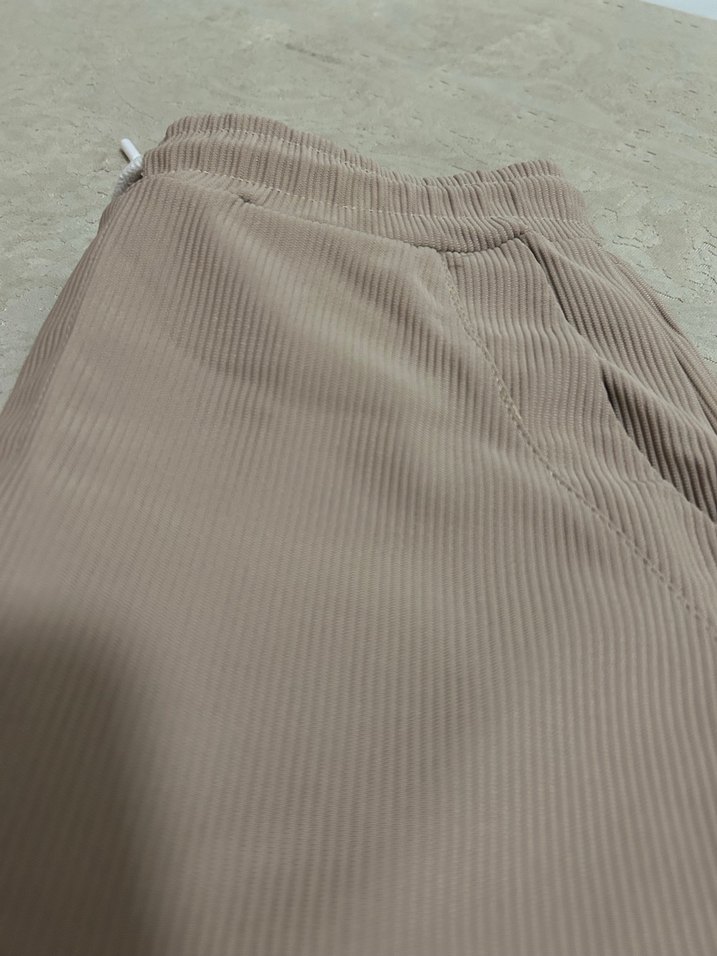 Erkek Bej Pilili Kumaş Pantolon - Görsel 3