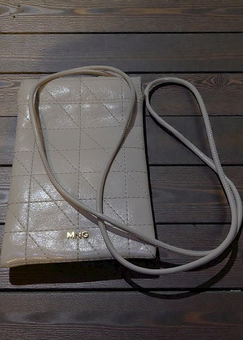 MNG MANGO Bej Deri Fermuarlı telefon kılıfı çantası - Görsel 2