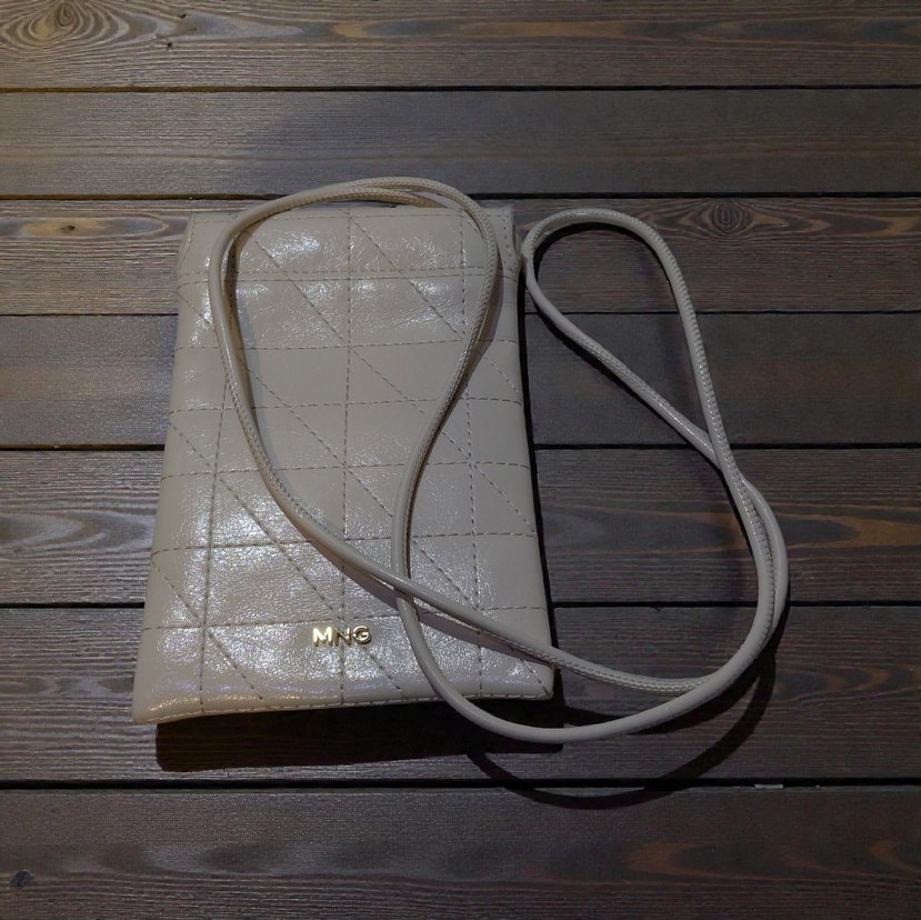 MNG MANGO Bej Deri Fermuarlı telefon kılıfı çantası - Görsel 2