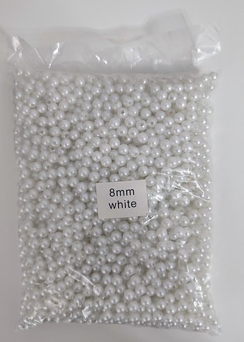 8mm Beyaz İnci plastik inci - Görsel 2