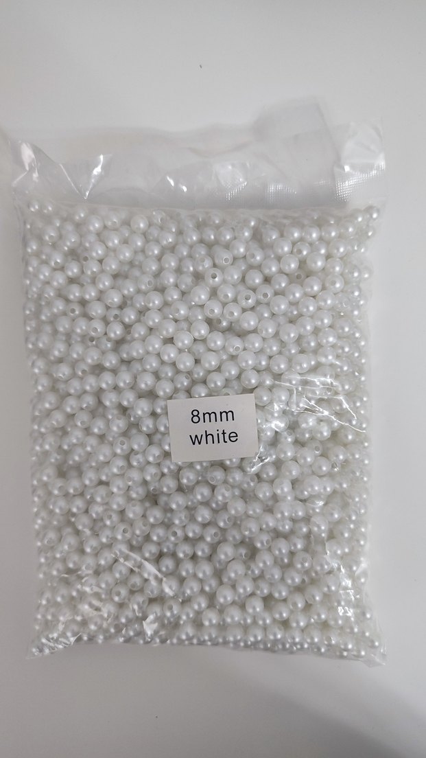 8mm Beyaz İnci plastik inci - Görsel 2