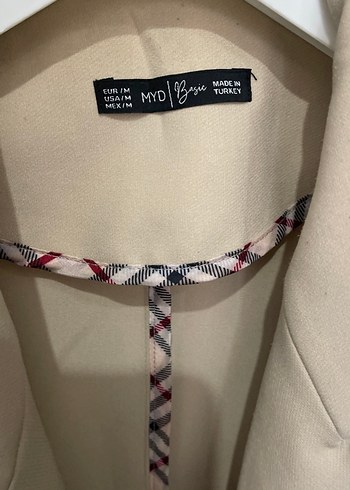 m Beden Bej Düğmeli Midi Kadın Blazer Ceket
