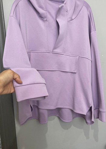 Kadın Mor Yüksek Yakalı kapşonlu Sweatshirt