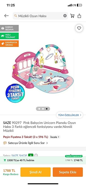 babycim unicornlu piyanolu oyun halısı