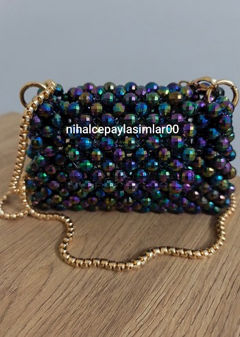 janjanlı dünya boncuk çanta - Görsel 3
