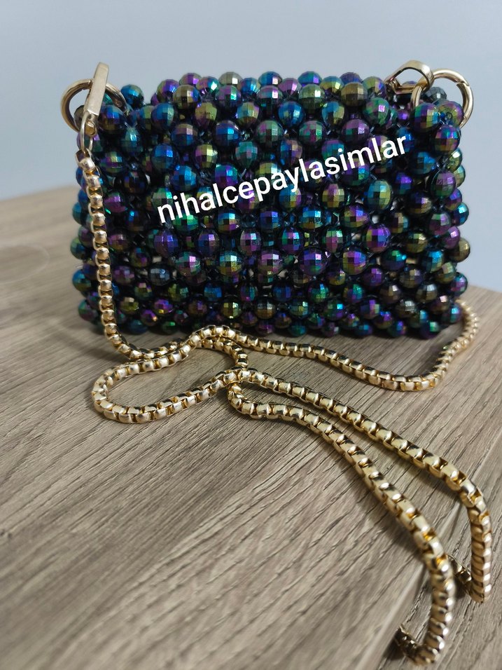 janjanlı dünya boncuk çanta - Görsel 2