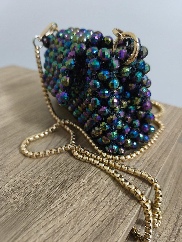 janjanlı dünya boncuk çanta - Görsel 5