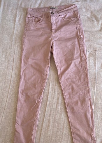 Pembe Midi Pamuk Kadın Pantolon - Görsel 3