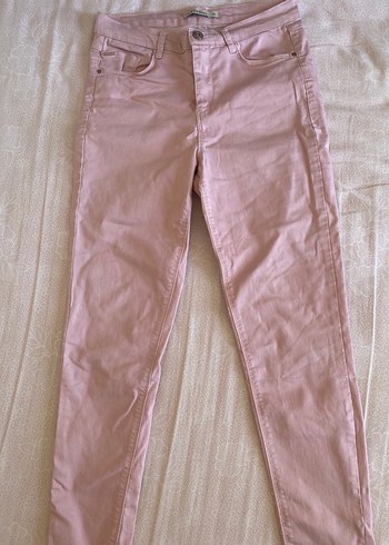 Pembe Midi Pamuk Kadın Pantolon - Görsel 2