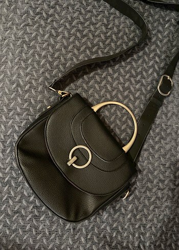 Gri Yılan Siyah Deri Kadın Çanta - Görsel 3