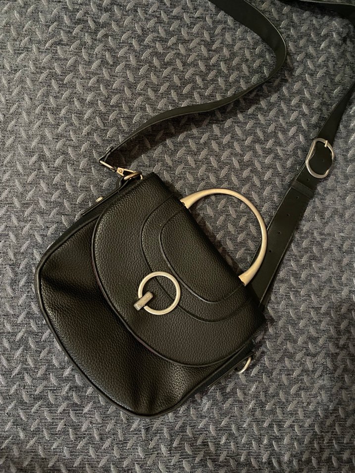 Gri Yılan Siyah Deri Kadın Çanta - Görsel 2