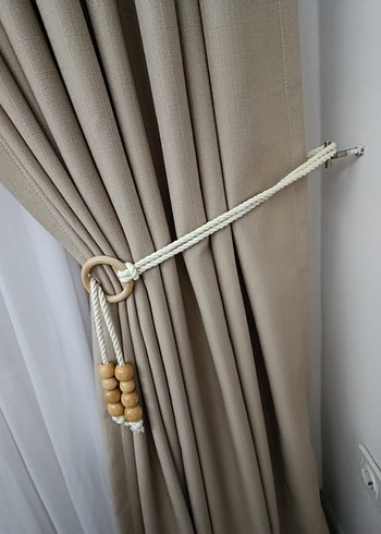 koyu bej keten Bohem Perde - Görsel 3