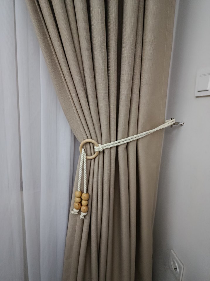 koyu bej keten Bohem Perde - Görsel 5