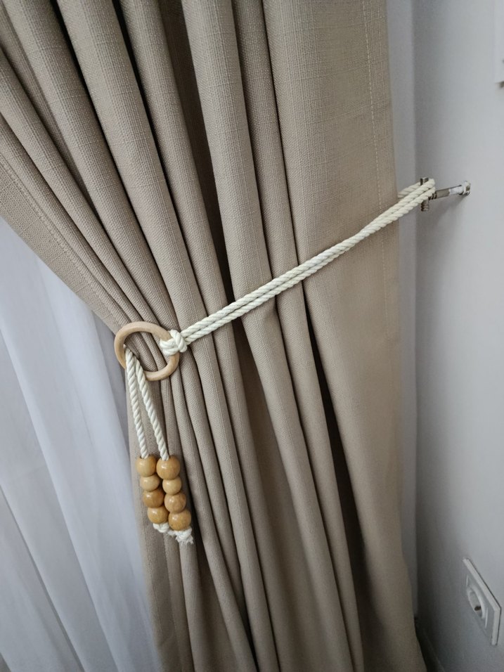 koyu bej keten Bohem Perde - Görsel 3