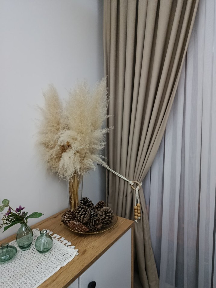 koyu bej keten Bohem Perde - Görsel 2