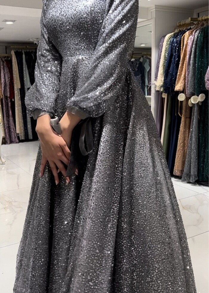 PINAR ŞEMS ışıl abiye antrasit - Görsel 3