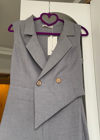 Kadın Gri Keten Uzun Tulum. Esra helvacı - Görsel 3