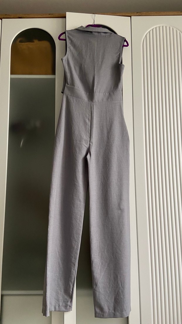 Kadın Gri Keten Uzun Tulum. Esra helvacı - Görsel 5