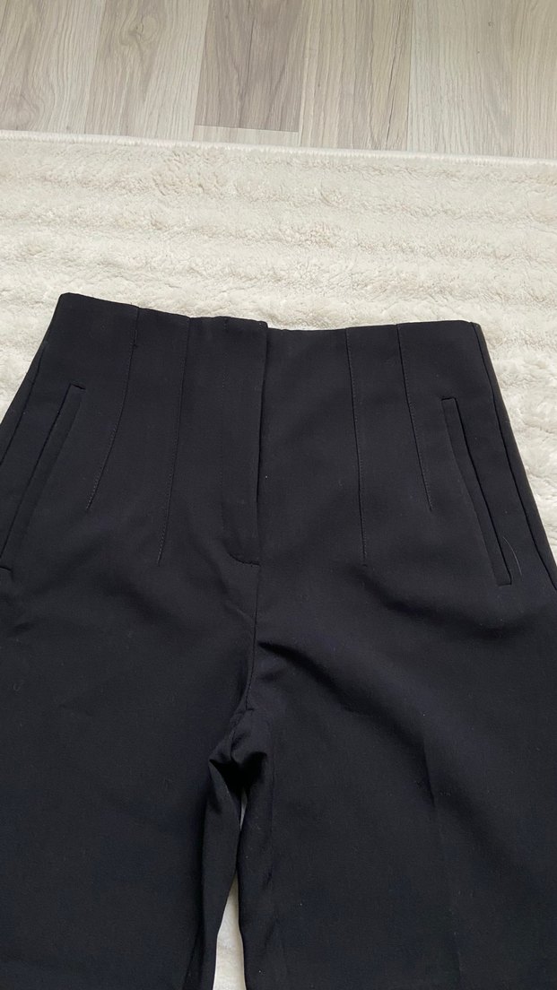 Karol Siyah Kadın zara model Kumaş Pantolon Midi Boy - Görsel 2