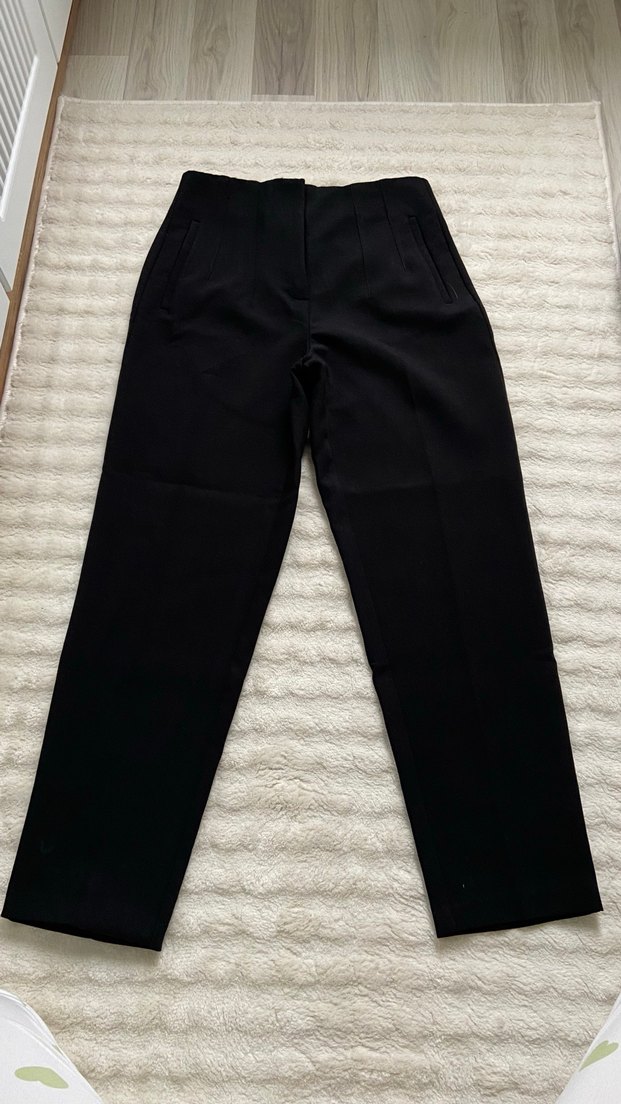 Karol Siyah Kadın zara model Kumaş Pantolon Midi Boy - Görsel 3