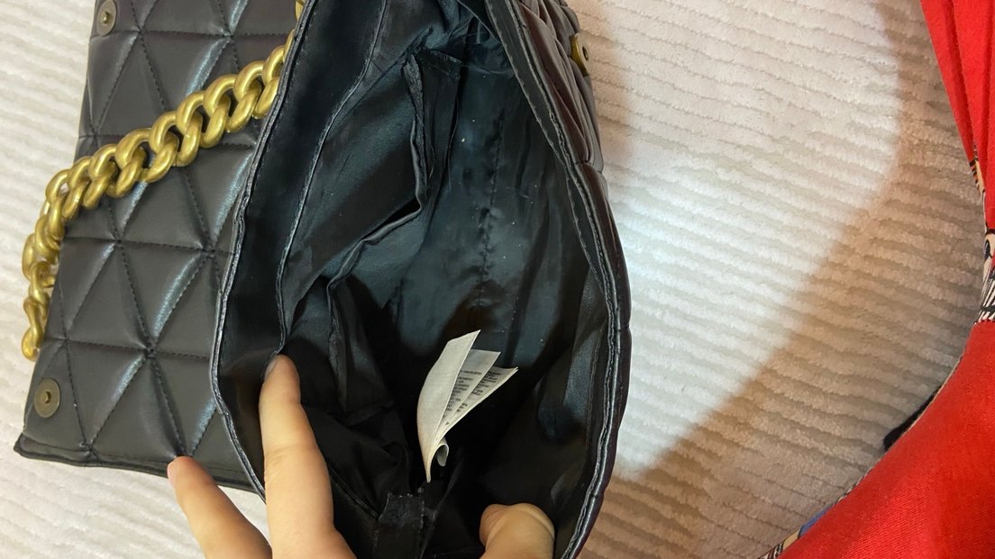 Zincir Detaylı Siyah Deri Kadın Çanta - Görsel 2