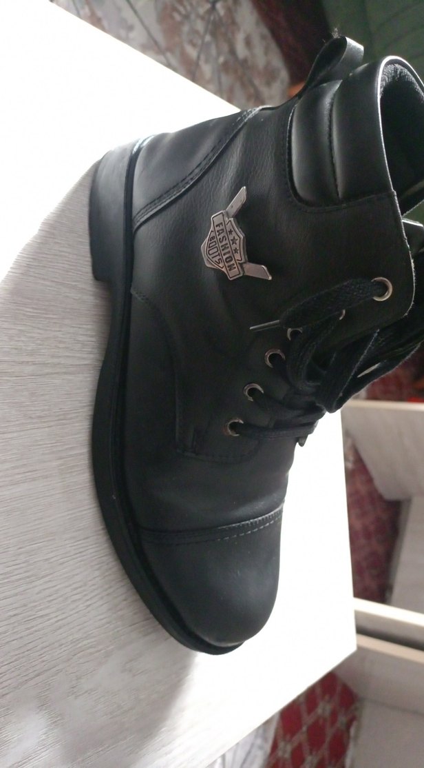 erkek Siyah Deri Tokalı Biker Çizme - Görsel 4