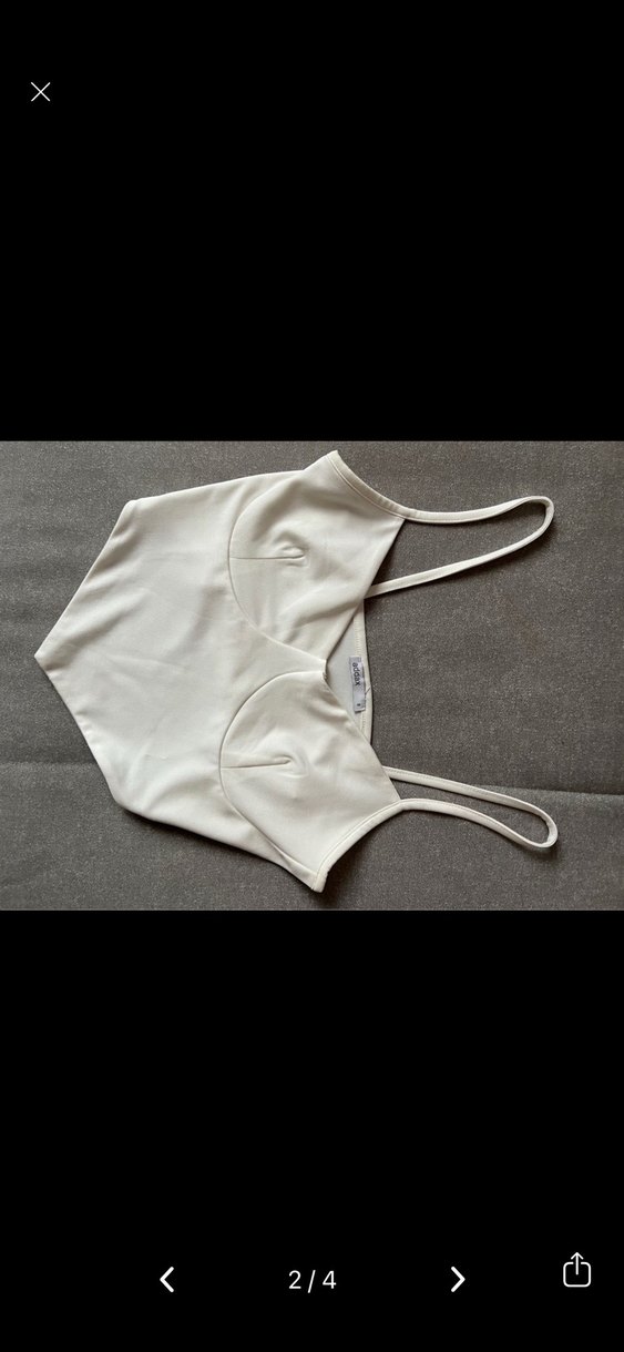 Beyaz V Yaka İp Askılı Büstiyer - Görsel 2