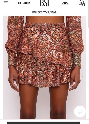 Kahverengi Fırfırlı Mini Bohem Etek - Görsel 3