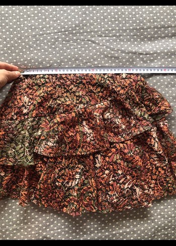 Kahverengi Fırfırlı Mini Bohem Etek - Görsel 6